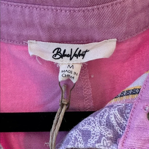 BLUE VELVET NWT Pink and Purple crochet Butterfly Patchwork Shirt - Picture 8 of 12